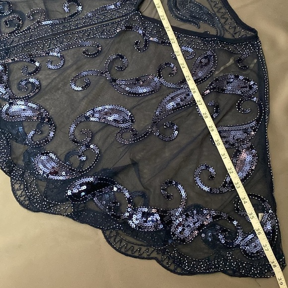 kayamiya Coverup Cape Sequined Sparkly Beaded Formal - Picture 9 of 11